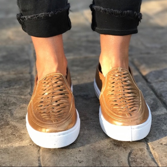 Bronze Leather Woven Loafers! NEW! - Picture 3 of 10